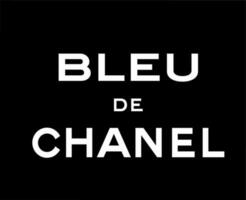 bleu de chanel varumärke kläder logotyp symbol namn vit design mode vektor illustration med svart bakgrund
