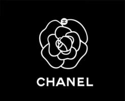 Chanel Logo Symbol Marke Kleider mit Name Weiß Design Mode Vektor Illustration mit schwarz Hintergrund