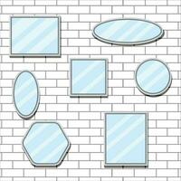 spegel uppsättning design form på tegel vägg vektor