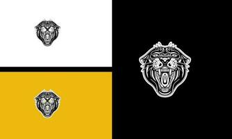 huvud tiger och huggtänder vektor linje konst design