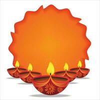 glücklich Diwali. kreativ Diwali Festival Vorlage Design mit schön Diya Öl Lampen. Festival von Beleuchtung. Urlaub Hintergrund, können benutzt zum Gruß Karte, Banner, Flyer, Werbung, Vorlage. vektor