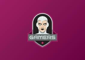 uppkopplad spel logotyp användare kvinna huvud vektor