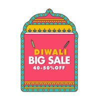 diwali stor försäljning affisch eller mall design med rabatt erbjudande på färgrik bakgrund. vektor