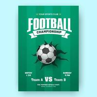 Fußball Meisterschaft Vorlage oder Broschüre Design im Grün Farbe. vektor