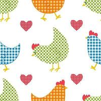 vektor sömlös mönster med rutig kycklingar tecken i årgång stil för påsk design. digital skriva ut med rutig kycklingar i tecknad serie stil för textil- och tyg design