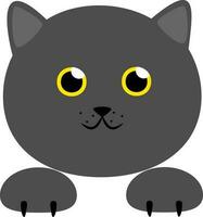 Vektor Illustration von schwarz Katze Kopf im Karikatur Stil. grau Katze Charakter Design