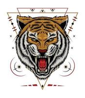 logotyp tiger vektor. tigerhuvudillustration. design för t-shirt, maskot, logoteam, sport, metalltryck, väggkonst, klistermärke vektor