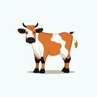 de ko går mu. vektor illustration av en råma ko i enkel barns stil.