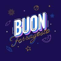 buon ferragosto font på lila bakgrund. vektor