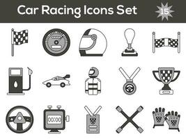 einstellen von Auto Rennen Symbole oder Symbol im grau und Weiß Farbe. vektor