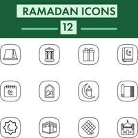 schwarz Linie Kunst einstellen von Ramadan Symbol. vektor