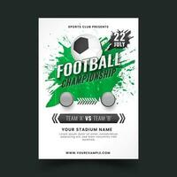 Fußball Meisterschaft Poster Design mit Grün Bürste Wirkung. vektor