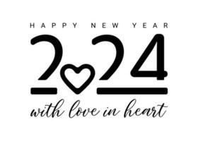 Vektor Design Vorlage zum das Nummer 2024 mit Liebe im Herz. das Illustration beinhaltet ein Logo im das bilden von ein schwarz Etikett, welche können Sein benutzt zum Tagebücher, Notizbücher, Kalender, und Netz Seiten.