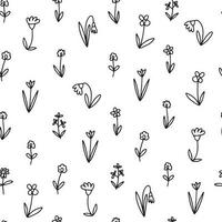 Gekritzel Sommer- Blumen nahtlos Muster. Vektor Mille fleur Muster auf Weiß Hintergrund.