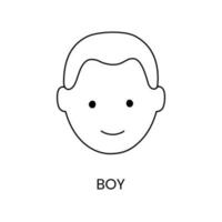 liten pojke, huvud linje ikon i vektor, illustration för barn uppkopplad Lagra. vektor