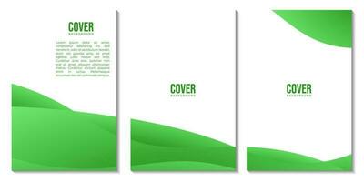 uppsättning av omslag med grön lutning abstrakt bakgrund med kopia Plats område vektor