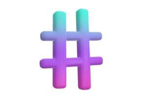 3d machen Symbol von Gradient Hashtag unterzeichnen. Vektor Illustration auf Weiß Hintergrund