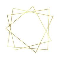 Gold geometrisch polygonal Rahmen mit leuchtenden Auswirkungen isoliert auf Weiß Hintergrund. leeren glühend Kunst Deko Hintergrund. Vektor Illustration.