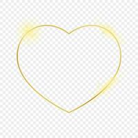 guld lysande hjärta form ram vektor