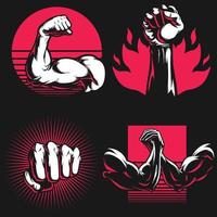 Silhouette Fitness Arm Fitnessstudio Bodybuilding Hand Schablone Logo Zeichnung vektor