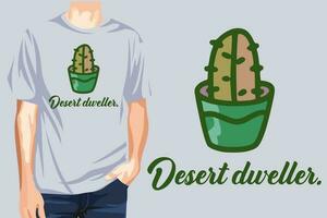 skön grön söt kaktus t-shirt design illustration vektor konstverk