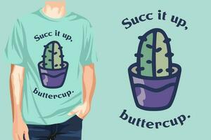 skön grön söt kaktus t-shirt design illustration vektor konstverk