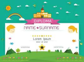 certifikat barn diplom vektor