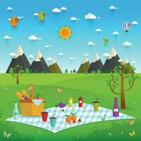 draussen Picknick im Berge vektor