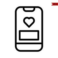 Liebe im Bildschirm Handy, Mobiltelefon Telefon Linie Symbol vektor
