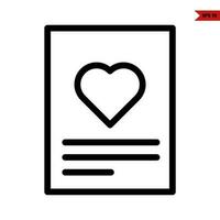 kärlek i papper dokumentera linje ikon vektor