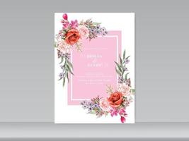 Hochzeitseinladungskarte elegantes Blumenmuster vektor