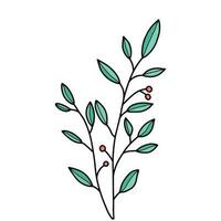 ritad för hand konst blomma och grön löv minimalistisk tropisk boho stil. för hälsning kort, affisch eller inbjudan design vektor
