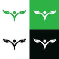 eco grön abstrakt mänsklig löv företag logotyp ikon isolerat på vit bakgrund vektor
