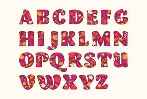 Alphabet Briefe im Herbst Stil mit bunt Blätter. Herbst Schriftart. vektor