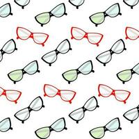 sömlös mönster av elegant glasögon med klar och mång färgad linser och ramar. vektor. eps vektor