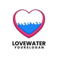 Liebe und Wasser Logo Design vektor