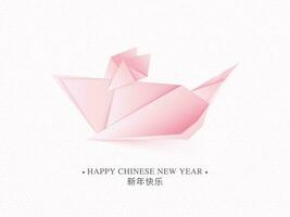 glücklich Neu Jahr Text im Chinesisch Sprache mit Origami Papier Ratte auf Weiß Hintergrund. können Sein benutzt wie Gruß Karte Design. vektor