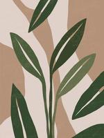 botanisches zeitgenössisches Wandkunstplakat. tropisches Laub Strichgrafikzeichnung mit abstrakter Form. Boho abstrakte Pflanzenkunstentwurf für Druck, Umschlag, Tapete, minimale und natürliche Wandkunst der Mitte des Jahrhunderts. Vektorillustration vektor