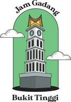 unik och ikonisk, de sylt gadang klocka torn illustration fångar de väsen av minangkabau kultur med invecklad detaljer och djärv färger vektor