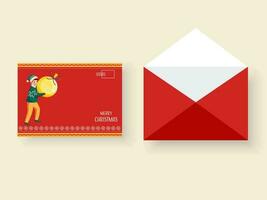 fröhlich Weihnachten Gruß Karte mit Briefumschlag im rot und Weiß Farbe. vektor