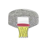 kontinuierliche einzeilige zeichnung basketballkorb, basketballkorb. netz mit rundem kreis, ausrüstung der sporthalle. sportlicher Korb. Swirl-Curl-Stil. einzeiliges zeichnen design vektorgrafik illustration vektor