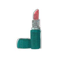 einzelne Linie, die einen schönen Lippenstift zeichnet. Glamour glänzender roter Lippenstift. Lippenstift neu geöffnet. offener roter Lippenstift für Frauen. Swirl-Curl-Stil. moderne grafische vektorillustration des ununterbrochenen zeichnendesigns vektor