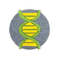 einzelne einzeilige zeichnung von dna-symbolen. lebensgenmodell biocode genetik molekül medizinische symbole. Strukturmolekül, Chromosom. Wirbel-Curl-Kreis-Hintergrundart. Designgrafik mit durchgehender Linie vektor