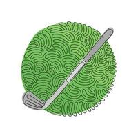 kontinuerlig en rad ritning golfklubba. golfklubba, trä nr 1, driver, 1-trä, klubba för t-off. golfutrustning. swirl curl cirkel bakgrundsstil. enda rad rita design vektorgrafisk illustration vektor