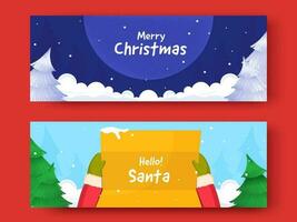 fröhlich Weihnachten Banner oder Header Design mit Weihnachten Bäume im zwei Optionen. vektor