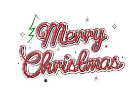 stilvoll fröhlich Weihnachten Schriftart mit kreativ Weihnachten Baum auf Weiß Hintergrund. vektor