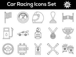 Illustration von Auto Rennen Symbole einstellen im Schlaganfall Stil. vektor