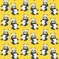 tecknad serie panda Björn dekorerad på gul bakgrund. vektor