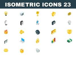 23 bunt isometrisch Geschäft Symbol Satz. vektor