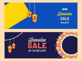 Ramadan kareem oder Ramadan Mubarak Header oder Banner Satz. vektor